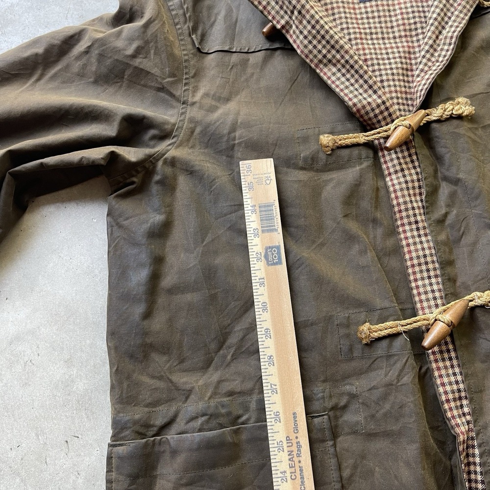 Vintage Polo Ralph Lauren Duffle Coat Vintage Brown Oil Tin Cloth Waxed Large - Picture 5 of 9